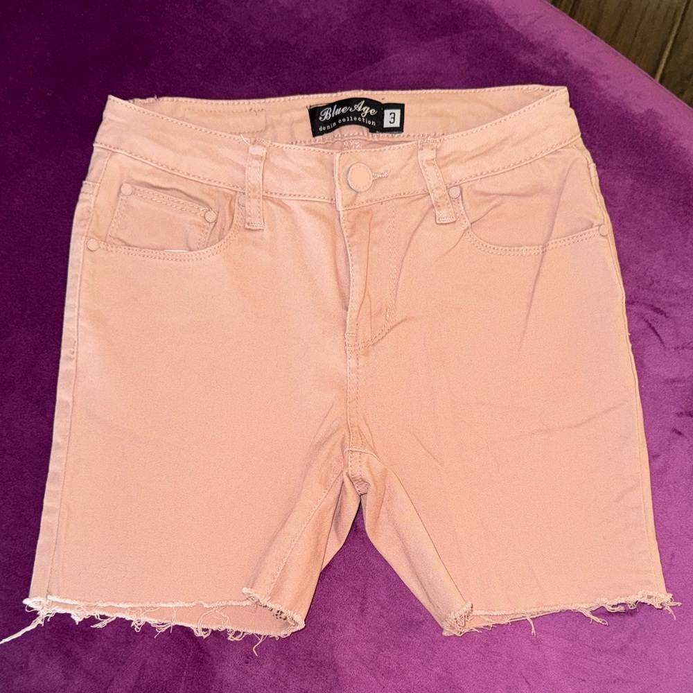 Blue Age Denim Collection Women's Mauve Rose Pink Denim Cutoff Jean Shorts sz 3 - Picture 3 of 10